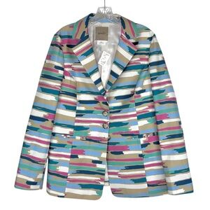 NENAH Colorful Paint Strokes Button Front Blazer Women's Size XL